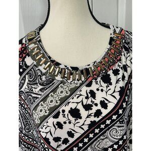 Women's Plus Size 1X Dress Mixed Floral Print Liquid Knit B46